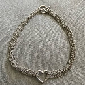 💙TIFFANY & CO.💙Sterling Silver Multi Strand Mesh Heart Choker Toggle Necklace